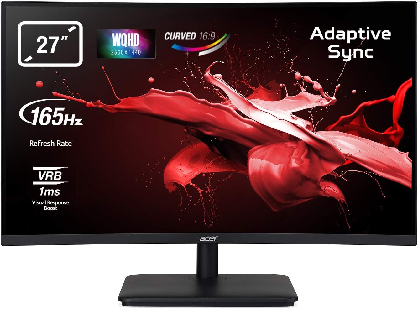 Acer ED270UPbiipx Monitor Curvo Gaming Adaptive Sync, 27, 2560 x 1440, Display VA WHQD, 165 Hz, 1 ms, 16:9, HDMI (1.4), DP, 100M:1, Lum 250 cd/m2, ZeroFrame, Audio Out, Cavi HDMI, DP Inclusi, Nero Acer ED270UPbiipx Monitor Curvo Gaming Adaptive Sync, 27, 2560 x 1440, Display VA WHQD, 165 Hz, 1 ms, 16:9, HDMI (1.4), DP, 100M:1, Lum 250 cd/m2, ZeroFrame, Audio Out, Cavi HDMI, DP Inclusi, Nero
