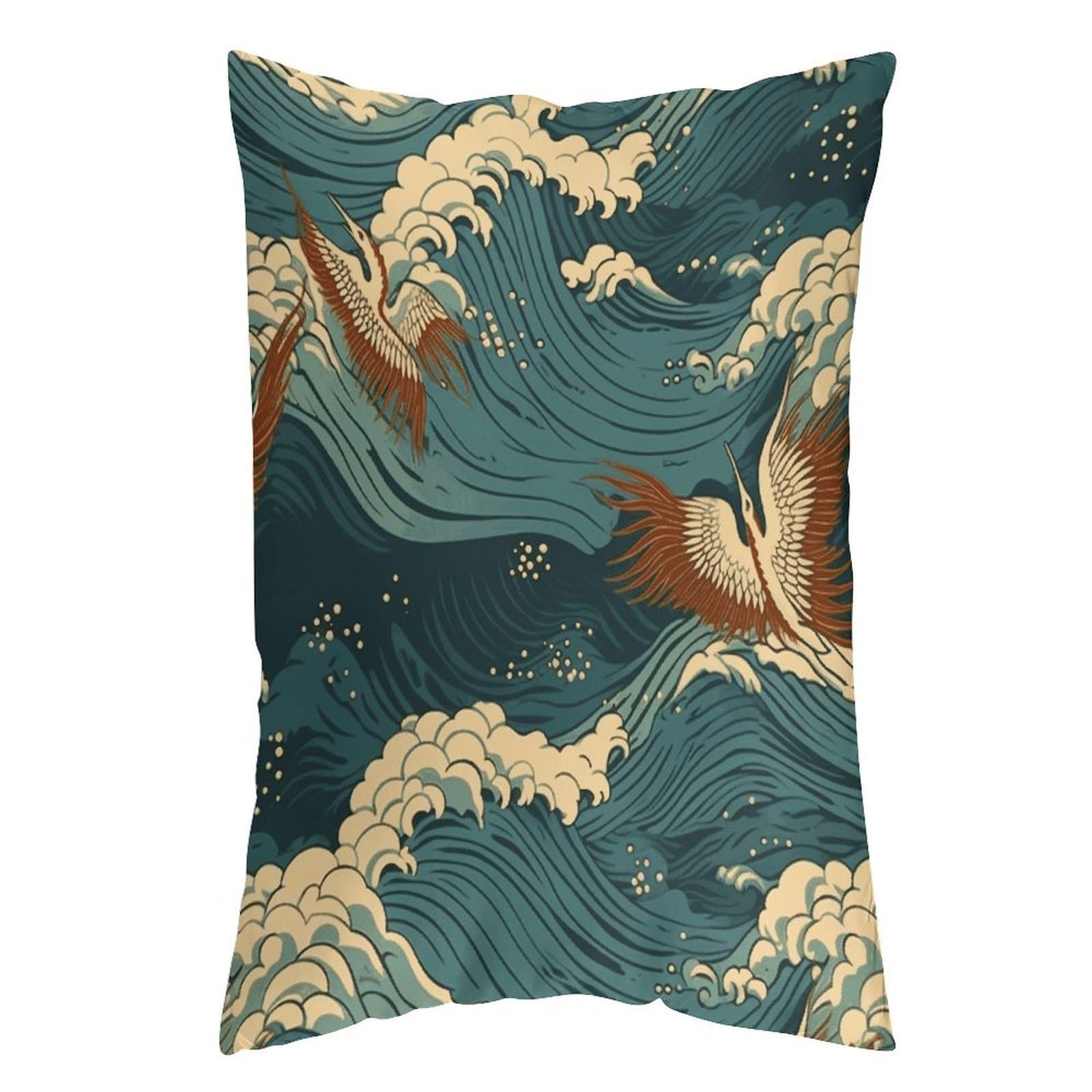 FekiLoot Japan Wave Wallpapers Throw Pillow Cover Soft Pillowcase with Hidden Zipper Lumbar Decorative Throw Pillow Covers Luxury Cozy Pillows Shams Rectangle Cushion Cases