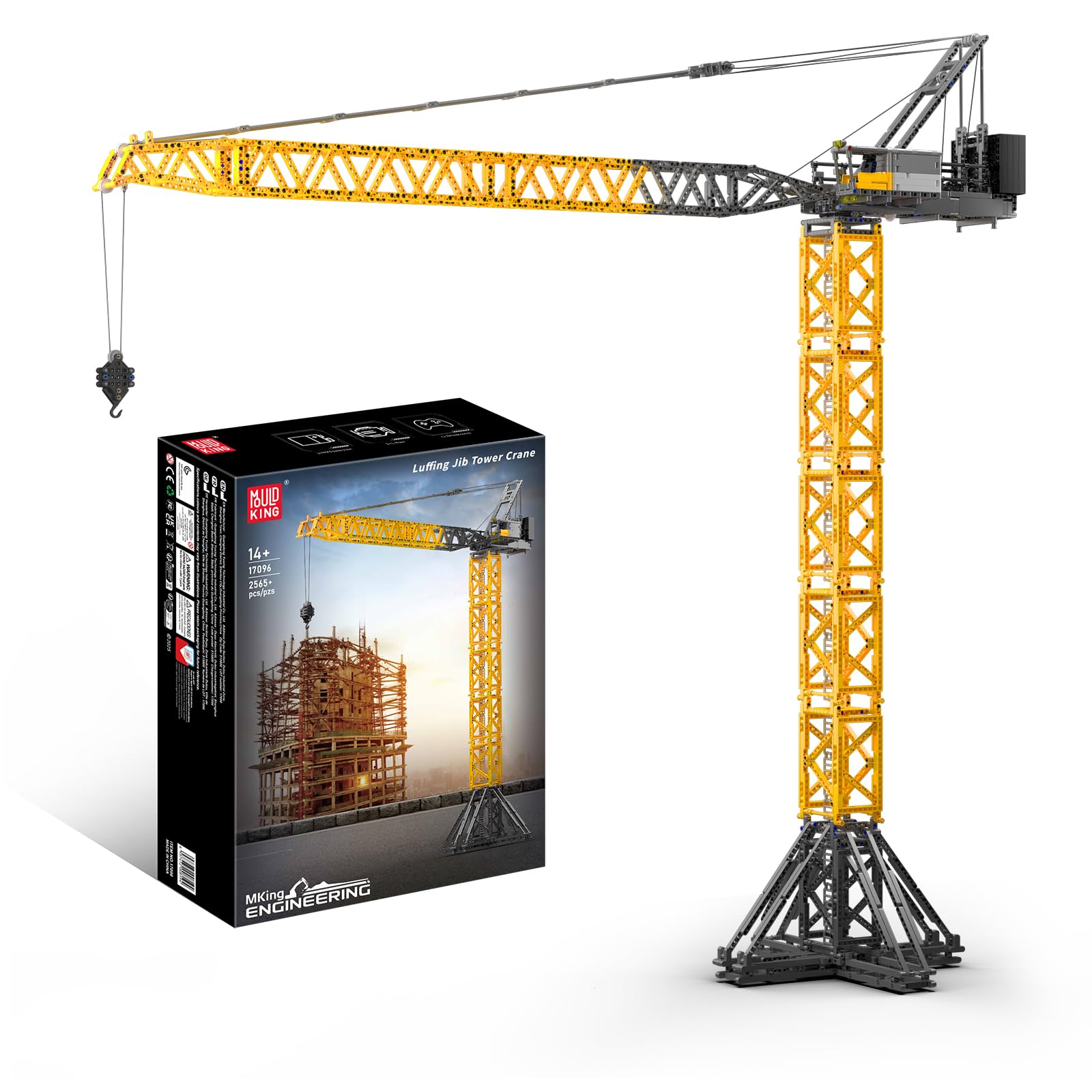Assembled Mould King 17096 Luffing Jib Tower Crane