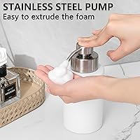 Vista 5 de Foaming Soap Dispenser Set, 12 Oz Glass Hand Soap Dispenser with 304 Rust Proof Stainless Steel Pump, Waterproof Labels, for Bathroom Decor Kitchen