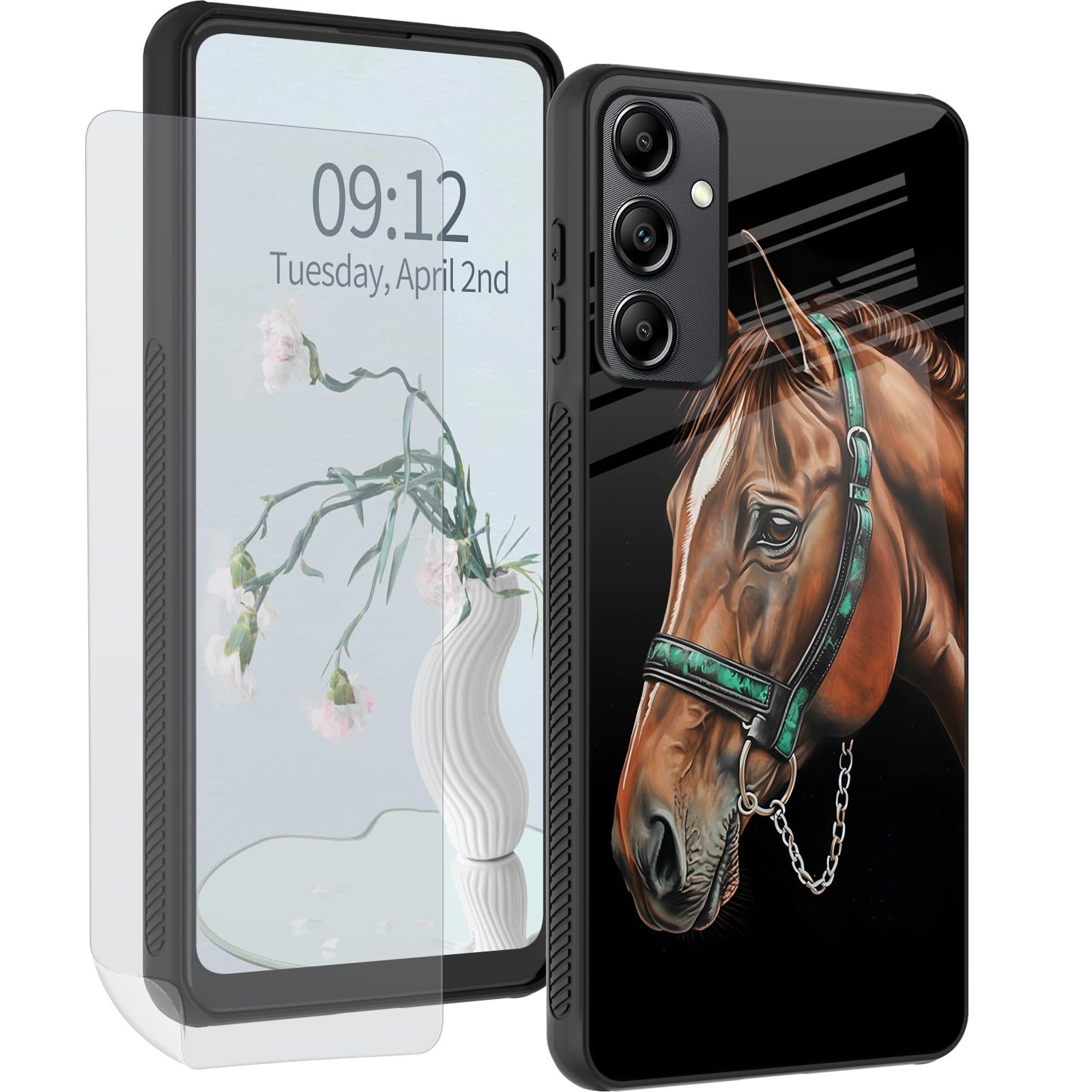 DHYYDSQZ Galaxy A15 5G Case for Samsung Galaxy A15 4G Phone Case with Screen Protector Slim Tempered Glass Back Cover Soft TPU Shockproof Protection