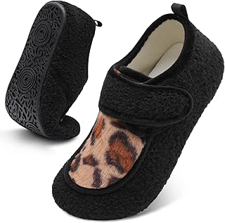 Womens Mens Slippers Diabetic House Slippers for Women Men Wide Indoor Slip on Barefoot Adjustable Orthopedic Neuropathy Arthritis Edema Plantar Fasciitis Slipper Socks