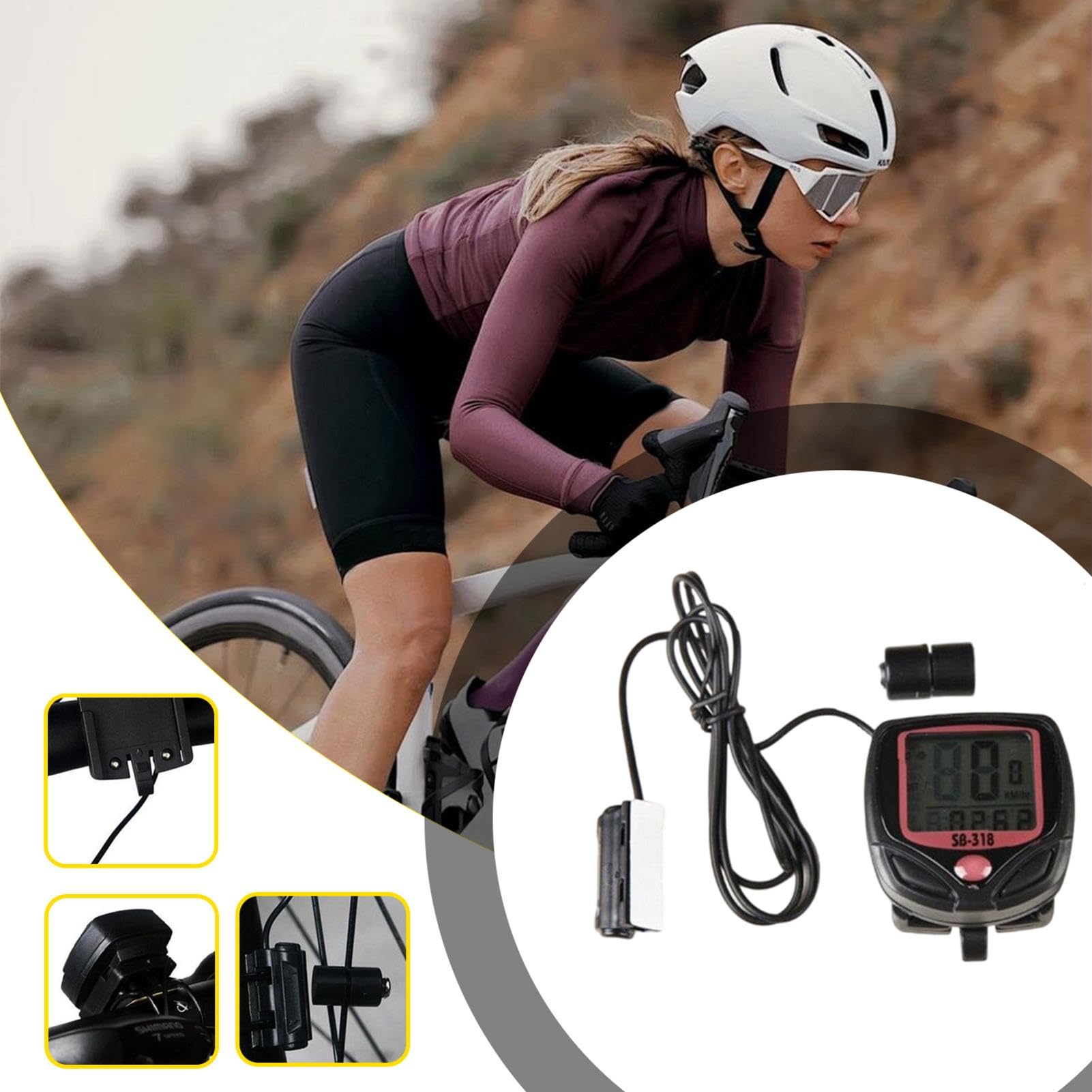 Ordenador para Bicicletas de Bicicleta, odómetro de visualización fácil de, velocímetro de Bicicletas, computadora odómetro, velocímetro fijable, Dispositivo de Seguimiento, computadora, odómetro