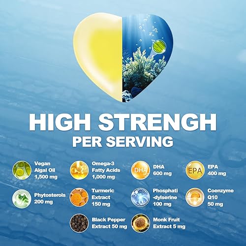 Miniatura 3 de Gomitas veganas 10 en 1 Omega-3 de 1500 mg con DHA 600 mg, EPA 400 mg, fitoesteroles, cúrcuma, CoQ10, fosfatidilserina, fruta del monje, suplemento