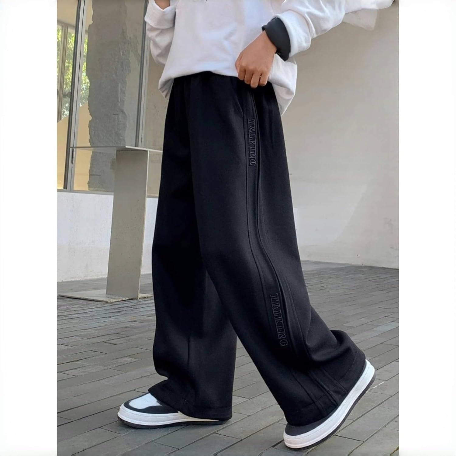 Boy's Athletic Sweatpants Wide Leg Casual Fall Letter Sports Elastic Waist Baggy Pants Kids' Youth Open Bottom Sweatpant - Image 2