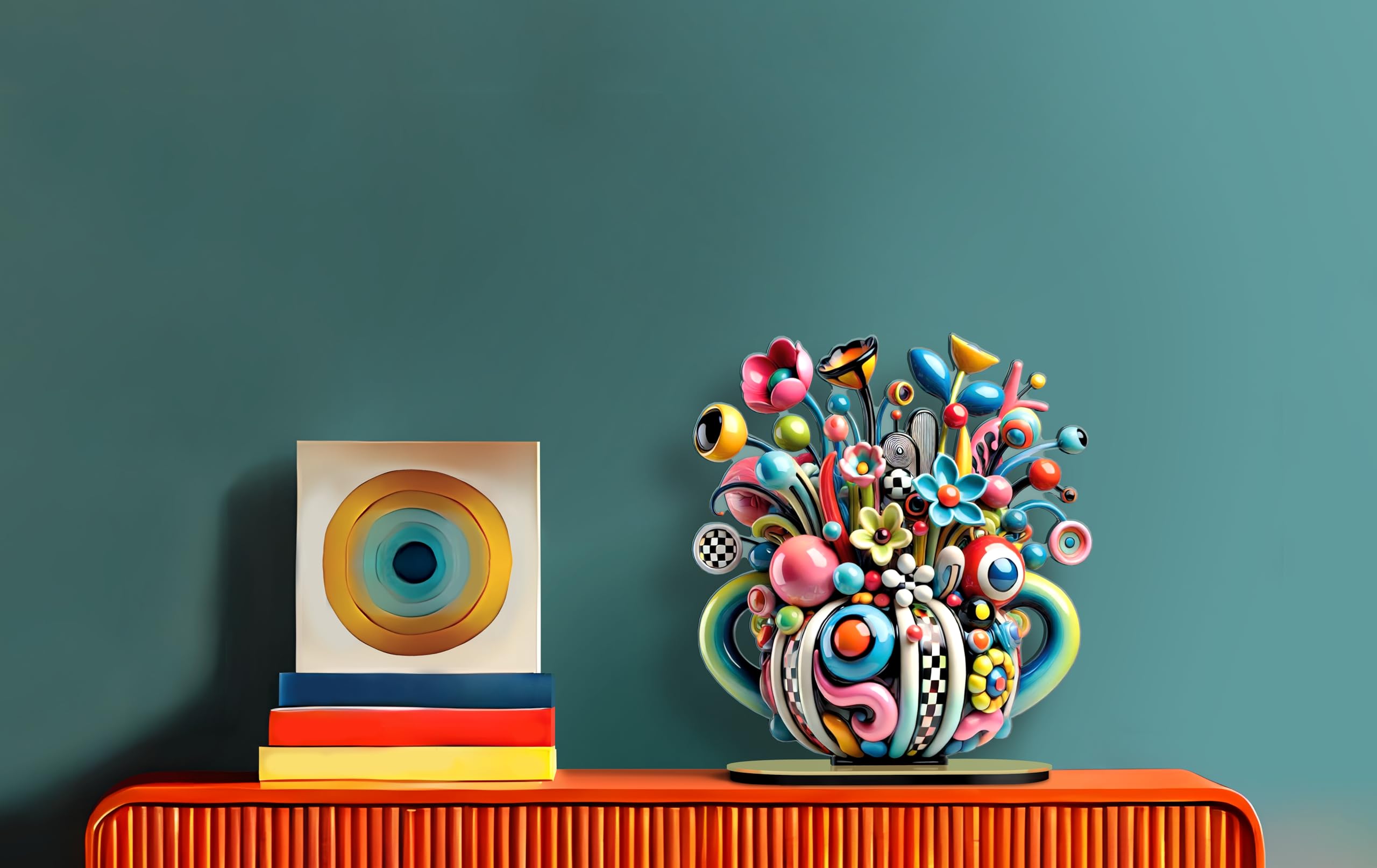 LINEE Recanati - LOLLY POP Scultura Soprammobile Centrotavola Decorativo a Forma di Vaso in PMMA – Oggetto d’Arredo Pop Floreale per Casa e Ufficio – 36×13×42 cm circa – Made in Italy(DUE)