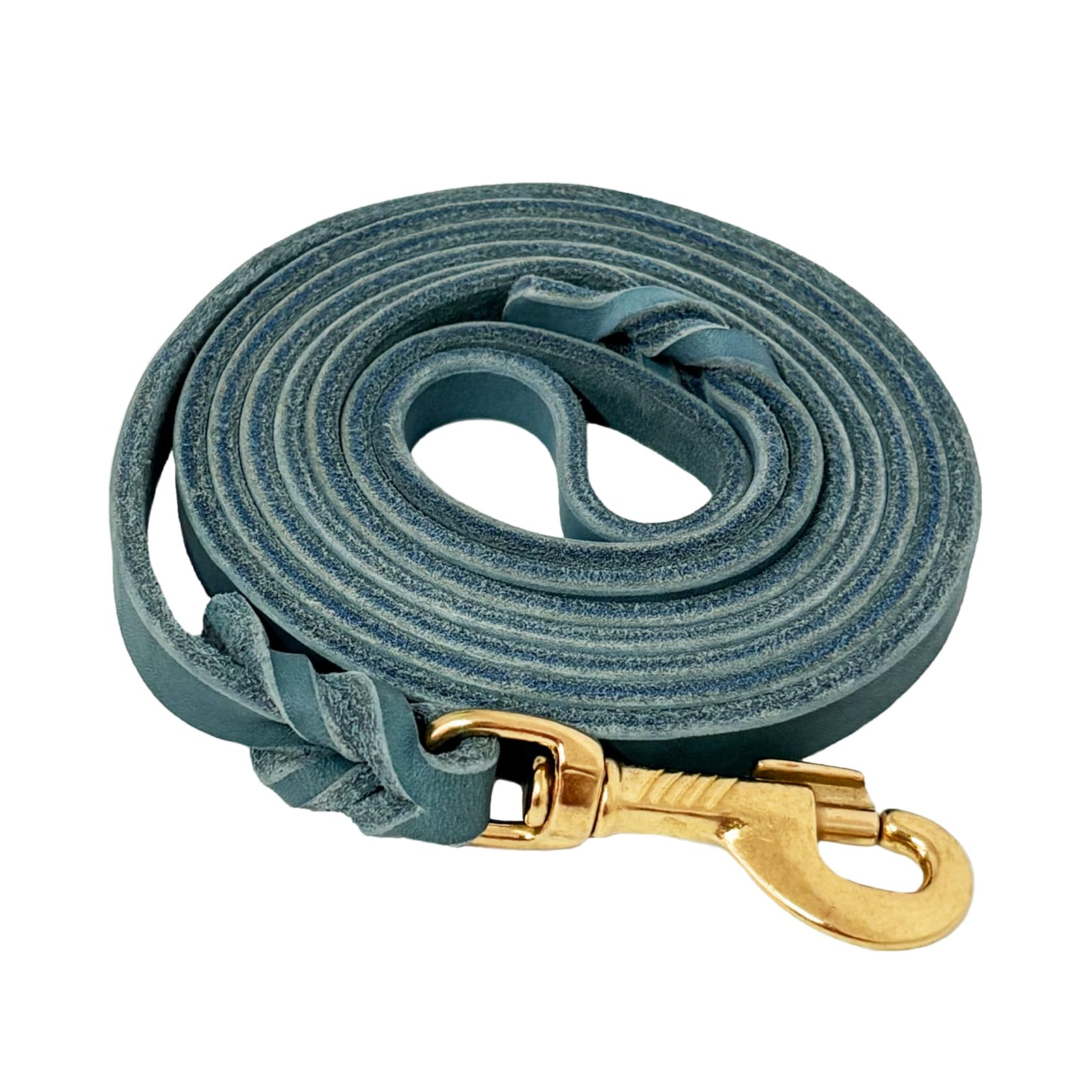 LWBMG Leather Dog Leash 4ft x 1/2 inch, Leather Dog Leash for Small Dogs, Strong Durable Handmade Braided Pet Lead, Soft and Comfortable Puppy Training Leashes for Small Medium Dogs Blue