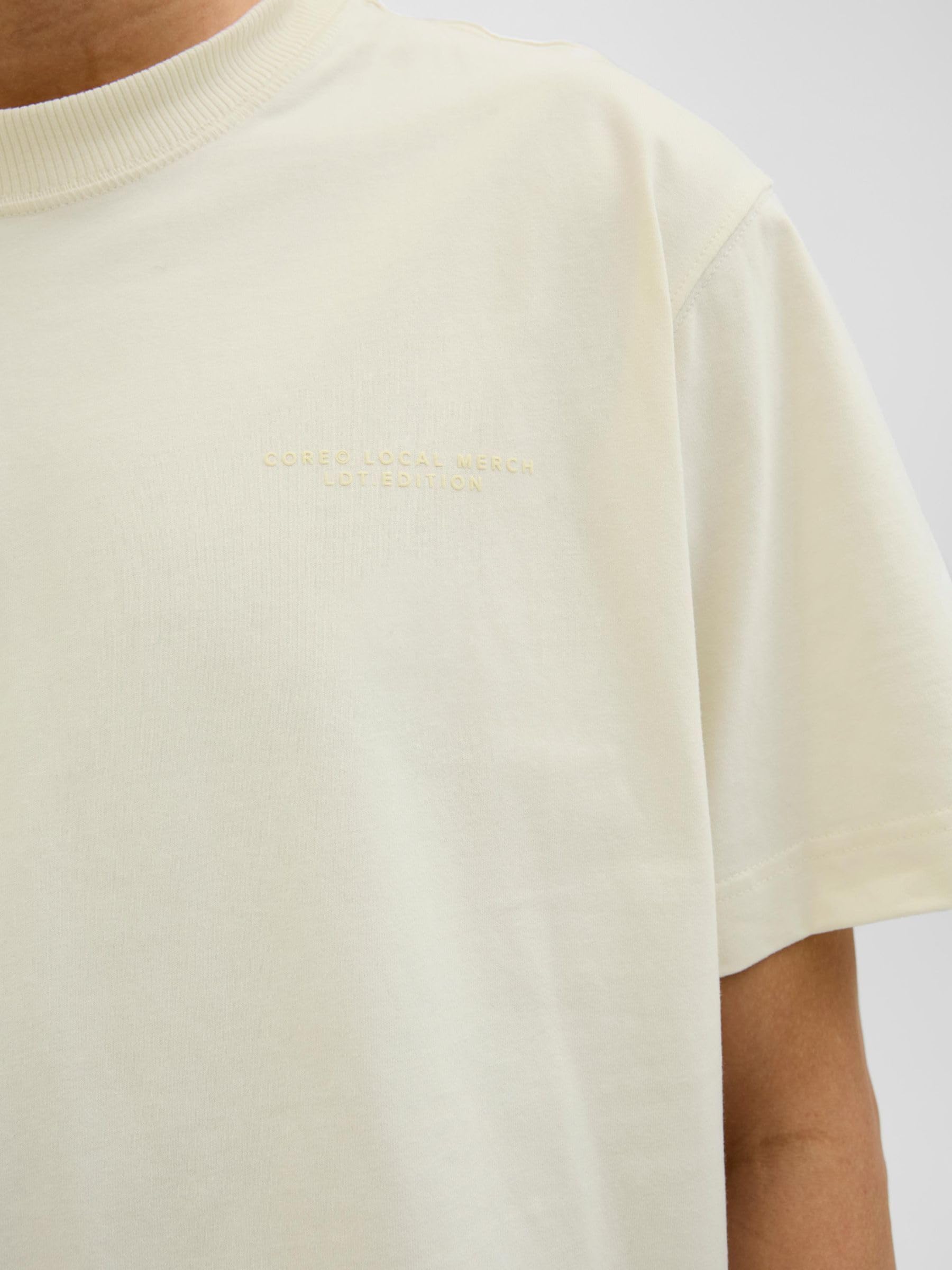 JACK & JONES Męska koszulka z nadrukiem na plecach Jcointerlude Easter Tee SS Crew Neck, Sweet Corn, S