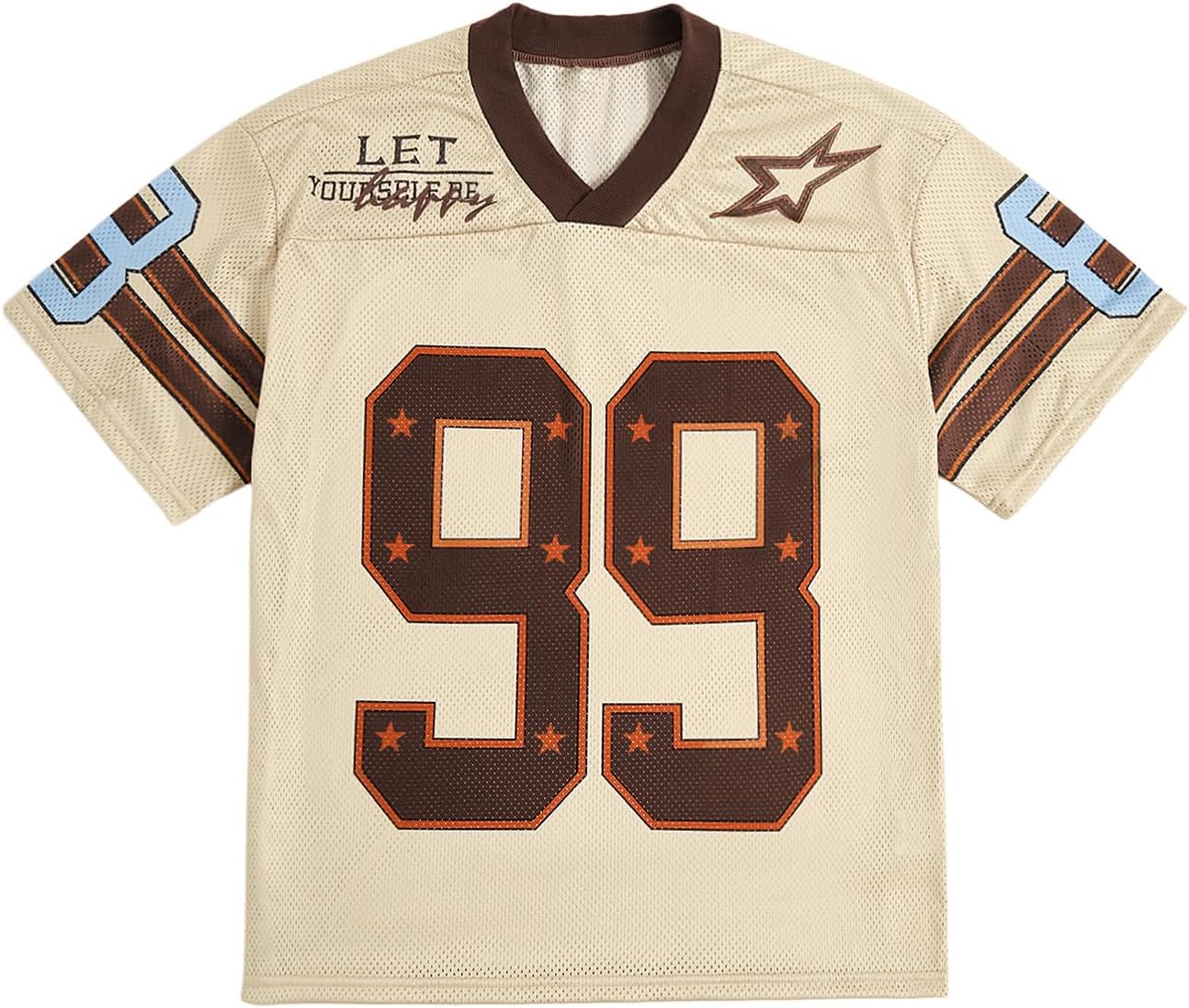 SOLY HUX Mens Jersey Y2k Baggy Shirts Graphic Tees Oversized V Neck Tshirts Summer Tops