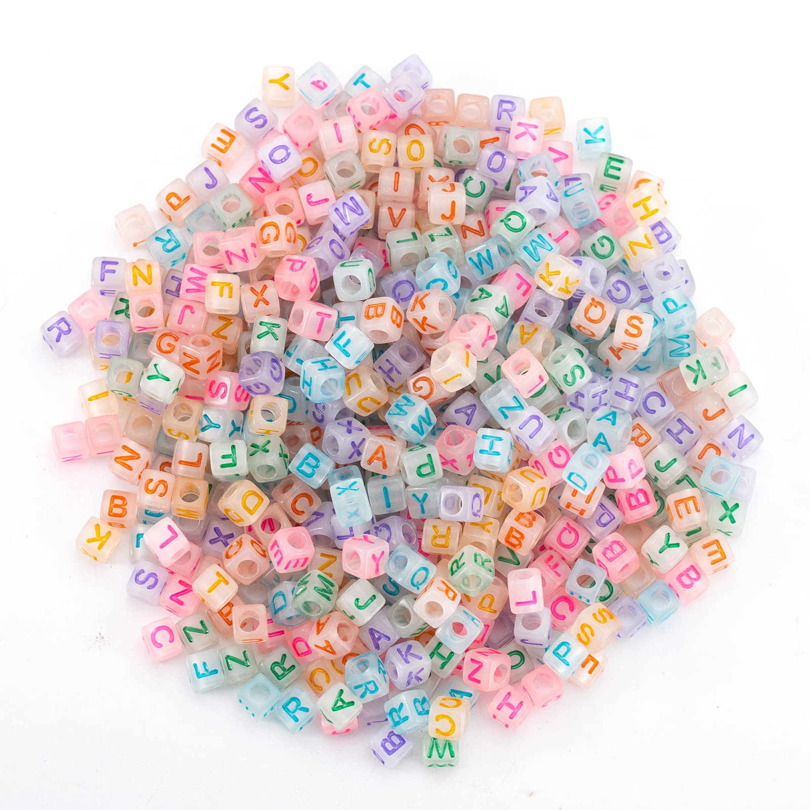ToBeIT1000Pcs Glow Letter Beads Acrylic Letter Beads Cube Beads Glow in The Dark Beads for Jewelry Making Bracelets - Image 4