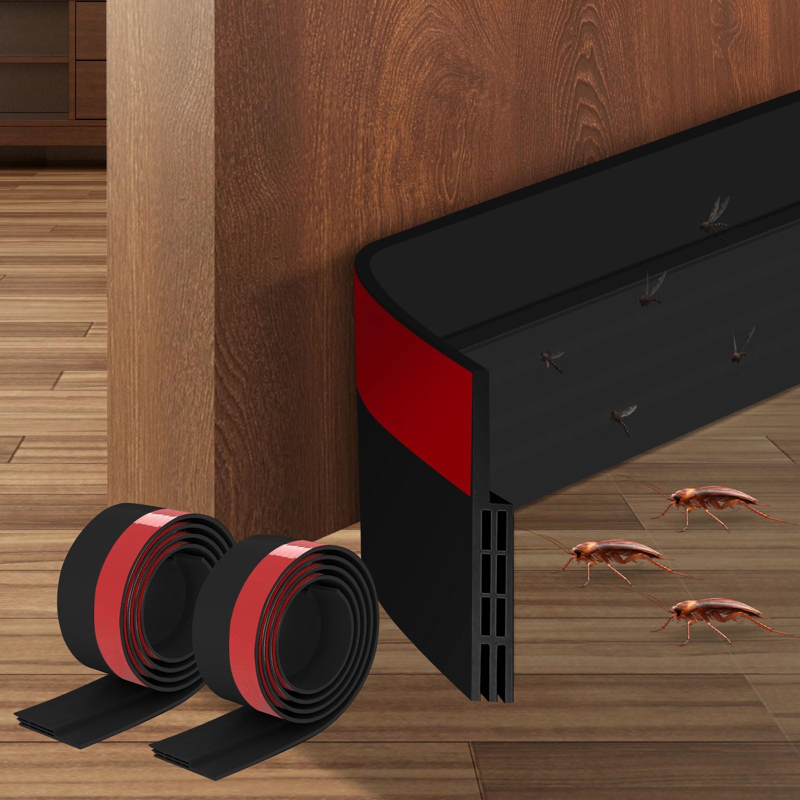 Ainiv 2 Pack Door Draft Stopper Under Door Seal, 2" W x 39" L Cutable Soundproof Door Seal, Adhesive Under Door Sweep for Exterior & Interior Doors