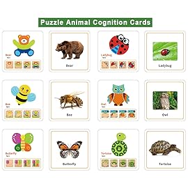 Toddler Puzzles, Wooden Jigsaw Animals Puzzles for 1 2 3 Year Old Girls Boys Toddlers, Educational Preschool Toys Gifts for Colors & Shapes Cognition Skill Learning