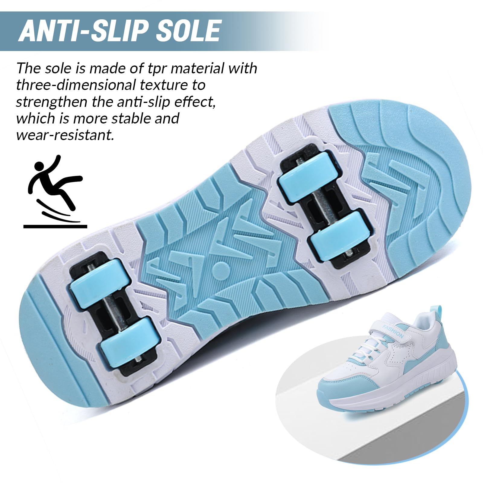 FANSU Chaussure à Roulette Garçons Filles, Chaussures a roulettes Enfant Retractable avec 4 roulettes, Basket Roller Fille pour Intérieur Extérieur