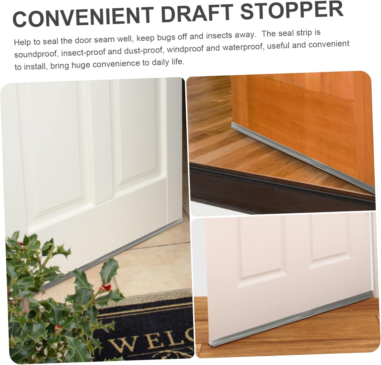 Bedroom Windproof Strip Multifunctional Draft Stopper for Doors Seam Sealing Noise Blocking Small Gray for Home Dorm Use