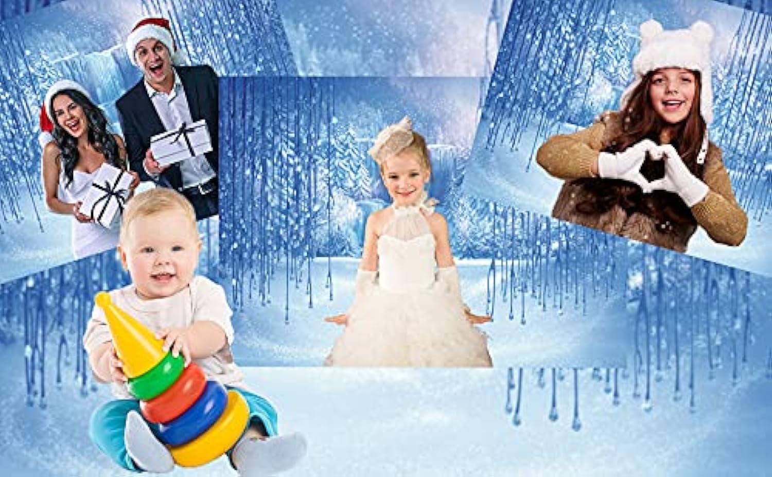 BPA 10X10FT Ice and Snow White World Photography Backdrops Background Christmas Winter Frozen Snow Ice Crystal Pendant World for Children Photo Studio Props Backdrop CP-12-1010