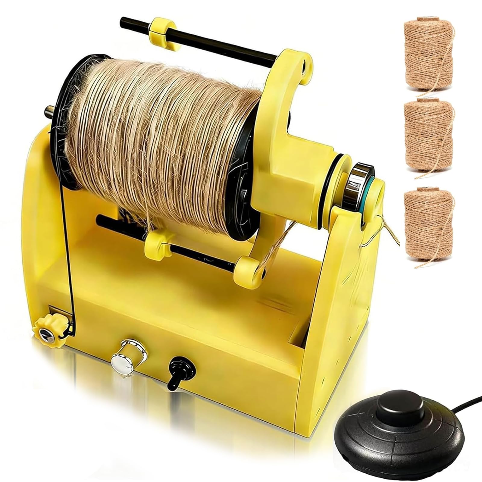 VILA SMO Electric Wool Spinning Wheel, Yarn Spinner With Foot Switch, 3 Small Spools Included, Speed Adjustable, Capacity 80g, Usb Powered, For Crochet, Knitting & Crafting Lovers