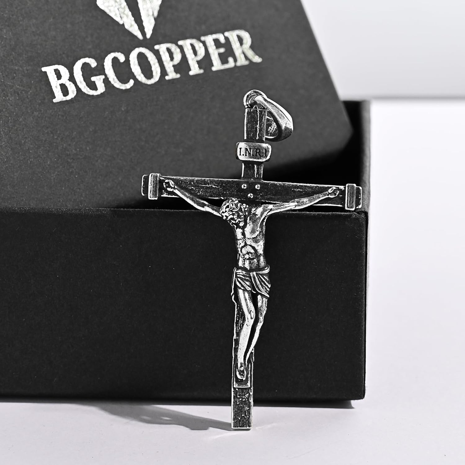 BGCOPPER Sterling Silver Crucifix Pendant for Men, Catholic Jesus Cross Necklace for Women, 925 Sterling Silver Crucifix Necklace with Jesus Religious Gift for Easter Christmas - Image 5