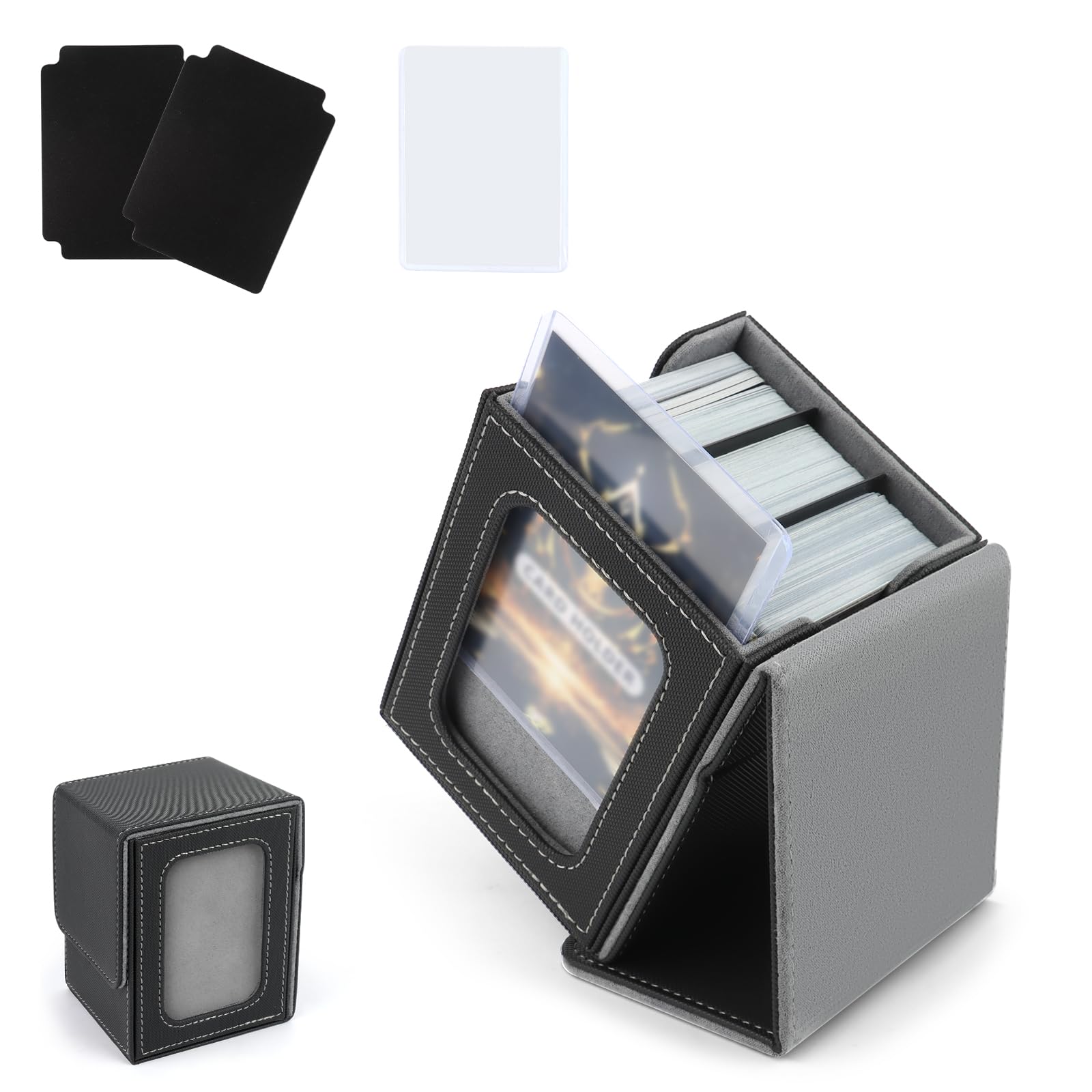 TOSAVGA Deck Box Per Mtg, Porta Deck con Display Comandante, Scatola di Carte per 100 Carte, Grande Capacità, In Pelle con 2 Separatori, Porta Mazzo Magnetic Flip