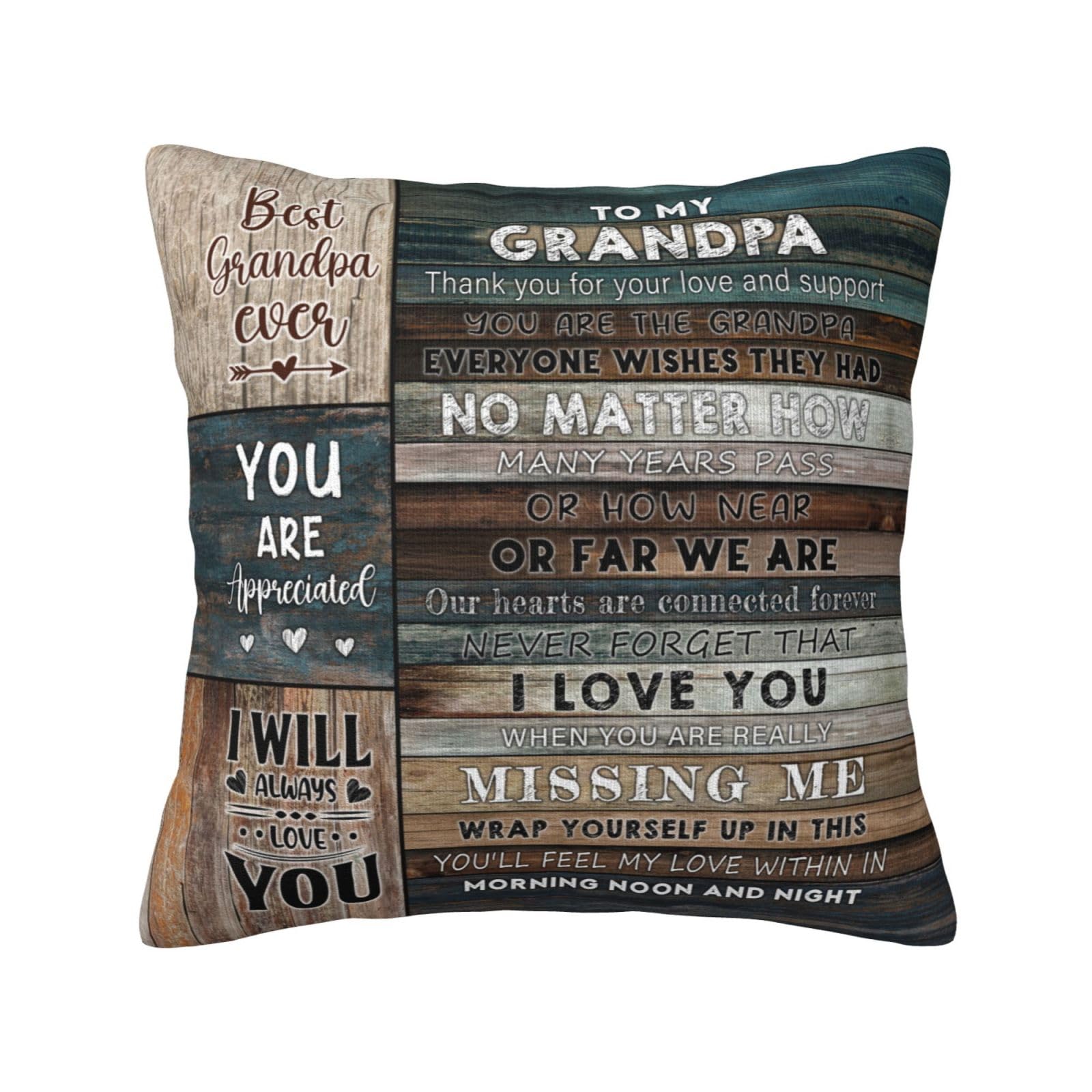 Skizbcw Grandpa Gifts, Gifts for Grandpa from Granddaughter Grandson, Grandfather Gift for Birthday from Kids Throw Pillow Covers 18×18 Inches
