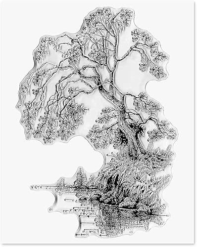 Tree by The River Sellos transparentes para hacer tarjetas, álbumes de recortes, decoración de bricolaje, sello transparente de fondo para