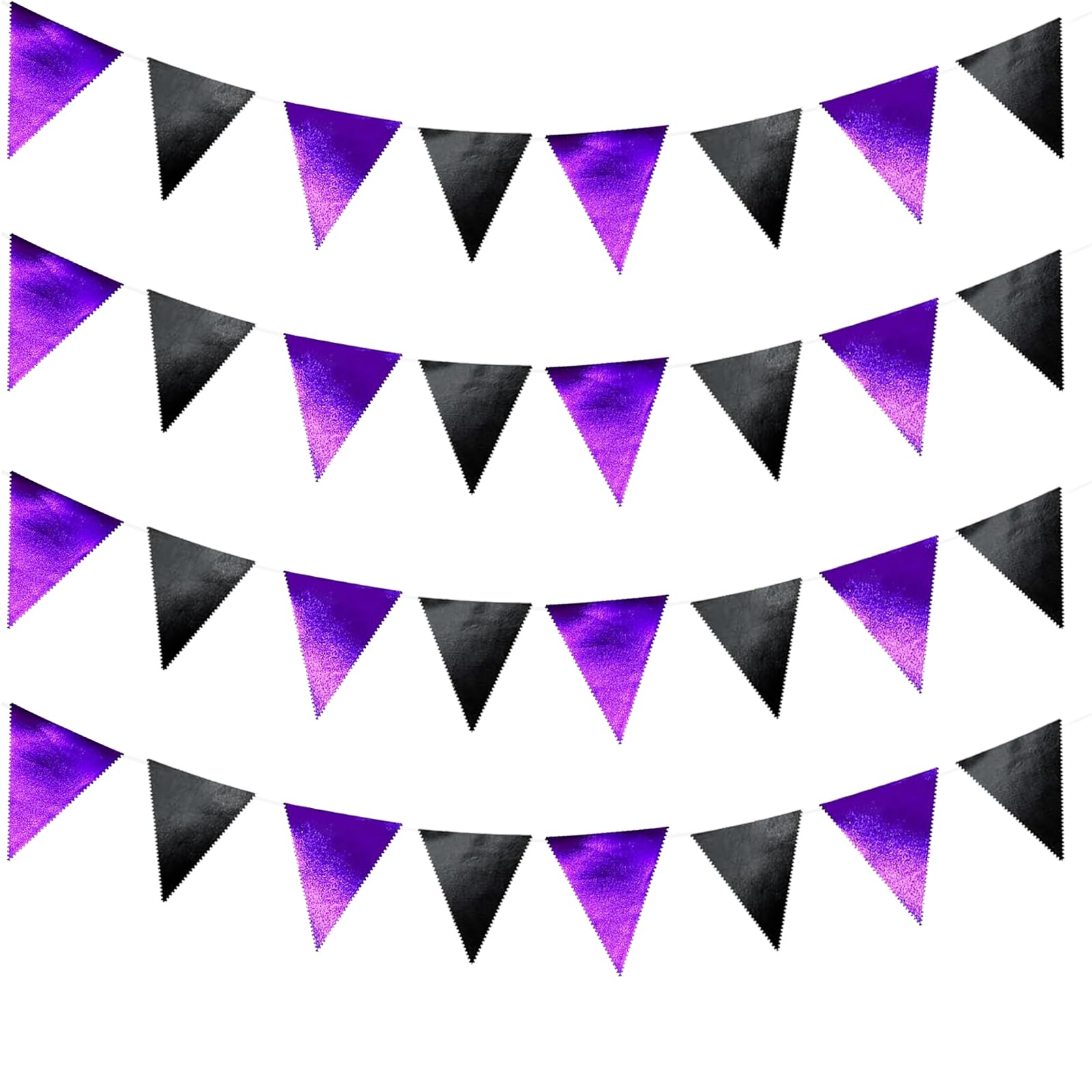 Guirlande de fanions triangulaires en coton violet noir pour remplacer les décorations fragiles jetables