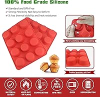 Vista 2 de Juego de 2 moldes de silicona para magdalenas, antiadherentes, 12 tazas de grado alimenticio, ideal para hacer pasteles de magdalenas, tarta y pan