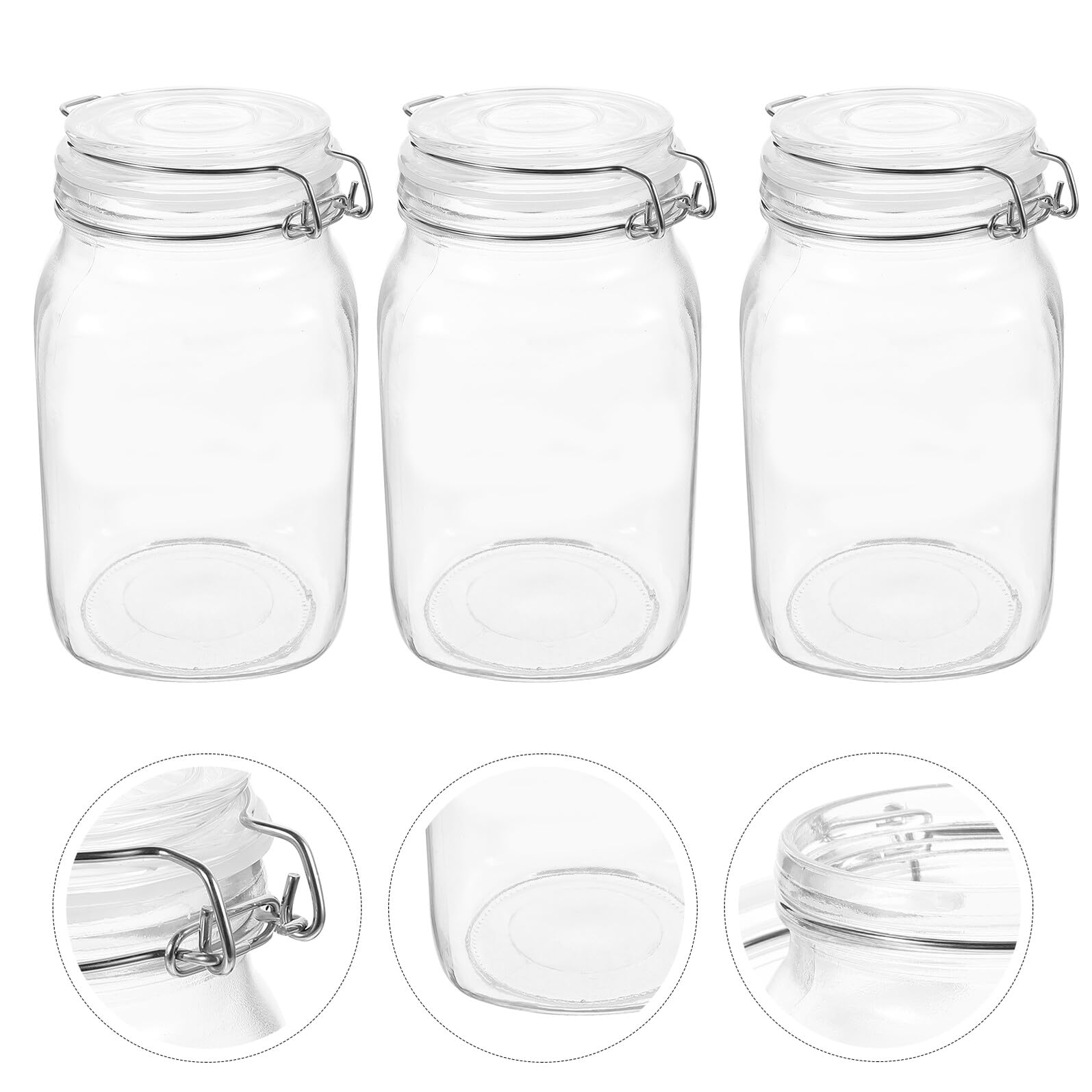 Lot de 3 Bocaux Hermétiques en Verre 1500ml avec Couvercle à Verrouillage pour Rangement la Cuisine et Conservation Alimentaire
