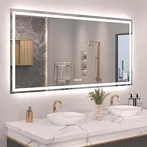 72"X36" LED Bathroom Mirror with Front Lights and Backlit, Anti-Fog, Dimmable, Shatter-Proof Tempered Glass, Lighted Bathroom Vanity Mirror for Wall with 3 Colors, Memory Function