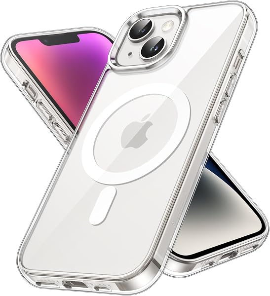JETech Magnetic Cover for iPhone 14 6.1 Inches Compatible with MagSafe Wireless Charging, Shockproof Phone Case, Scratch-Resistant Back Transparent (Transparent) - 1