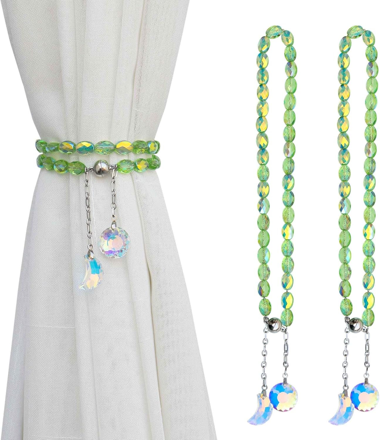 PEDOBO Curtain Tiebacks, 2 Pack Crystal Beaded Sun