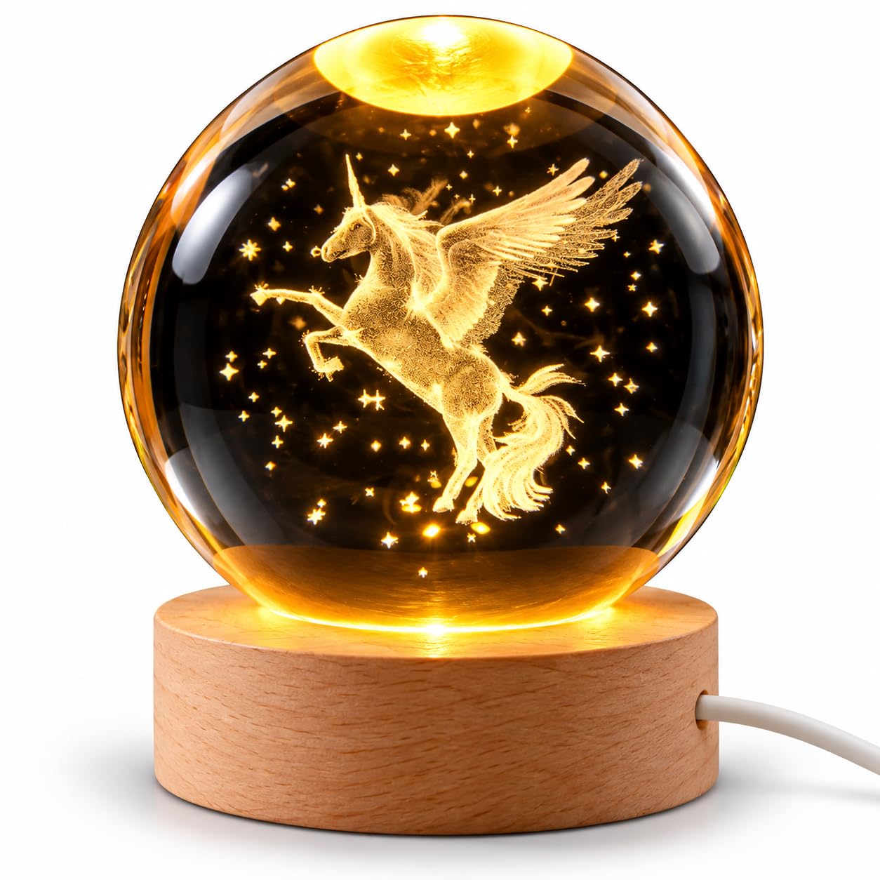 Meditating Hanuman Crystal Ball Lamp - USB LED -26