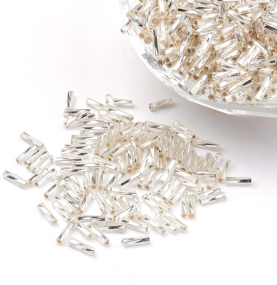 Craftdady 7000Pcs Tube Glass Bugle Seed Beads 9mm White Twisted Spacer Beads for Craft Beading Necklace Bracelet Earring Jewelry Making Hole: 0.5mm