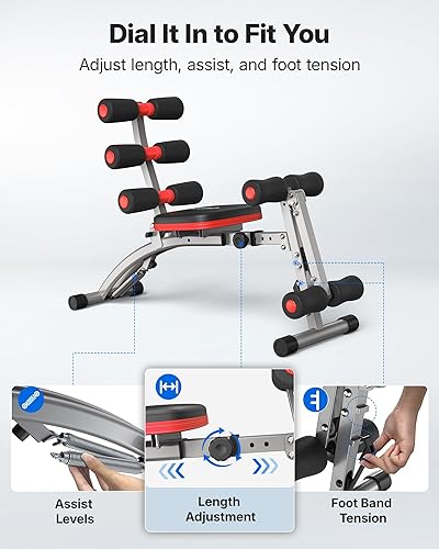 Miniatura 4 de MERACH Máquina de abdominales, entrenador de abdominales ajustable multifuncional, banco de entrenamiento abdominal para gimnasio en casa, máquina