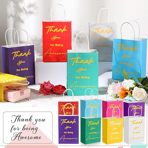 Miniatura 4 de Sweetude 48 bolsas de regalo de agradecimiento con asas, bolsas de papel de regalo de agradecimiento a los empleados, bolsas de papel de