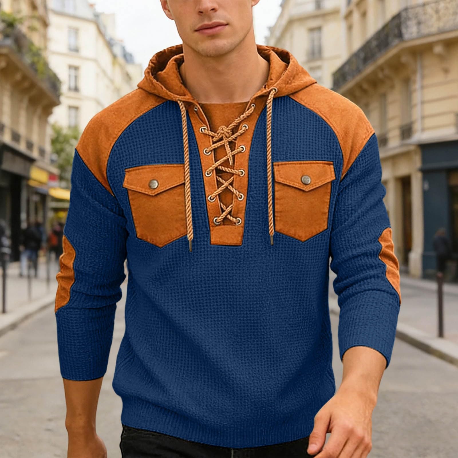 Generisch Felpa casual con cappuccio per autunno e inverno, in morbido pile, con coulisse e tasca a marsupio, comoda felpa per le mezze stagioni, per uomini e donne