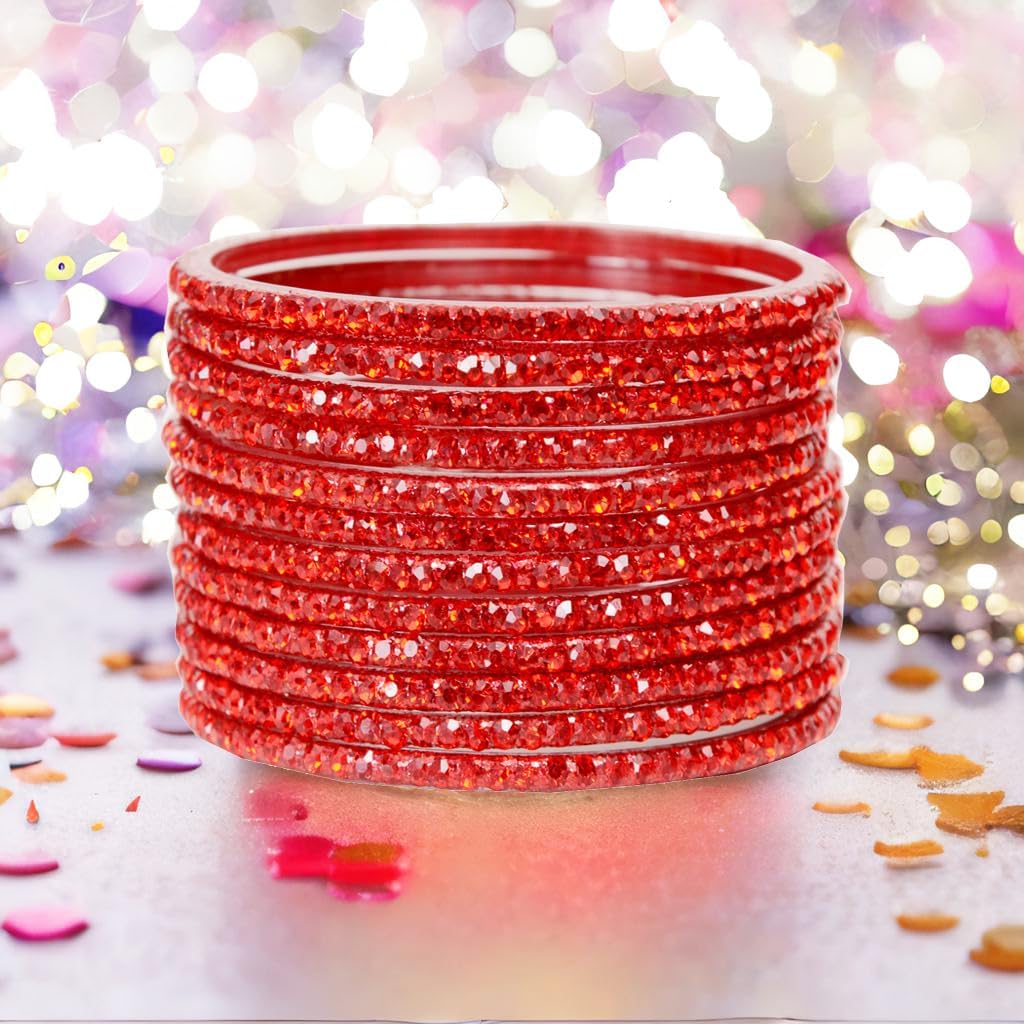 JD'Z COLLECTION Indian Glass Bangles Set Jewelry for Womens & Girls Bollywood Bangles Set Bridal Ethnic Wedding Partywear Costume Match CZ Stone Glass Bangles Set of 12 Blue - Image 4