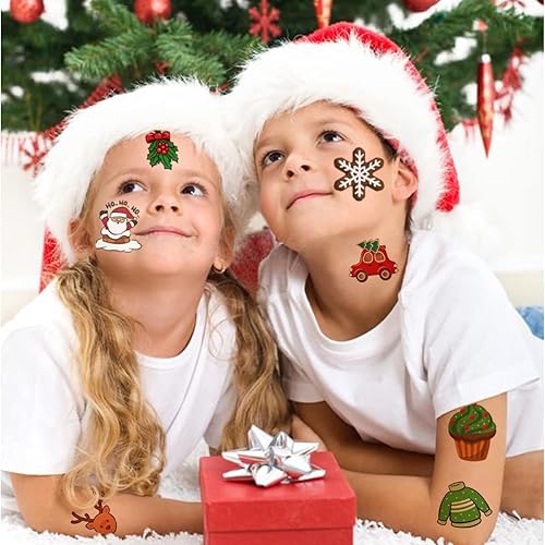 Miniatura 5 de CHARLENT Tatuajes temporales de Navidad para niños 148 tatuajes individuales de Navidad para niños regalos de fiesta de Navidad relleno de