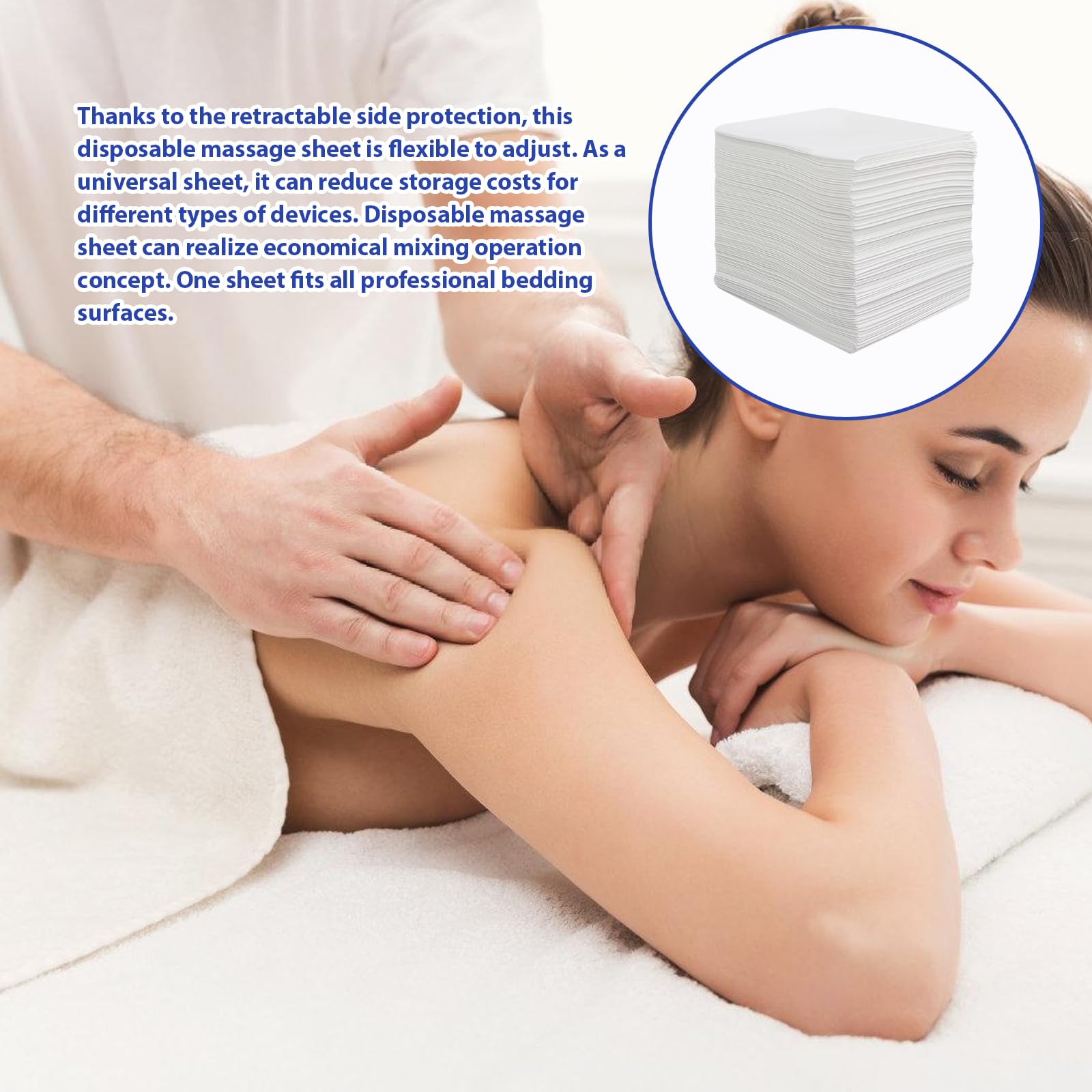 100 Stück Massageliegen Auflage: 180 x 80 cm Abdeckung für Massagebetten, Vliesstoff-Schutzbettdecken für Schönheitssalon, Spa, Massage, Hotels, Weiß