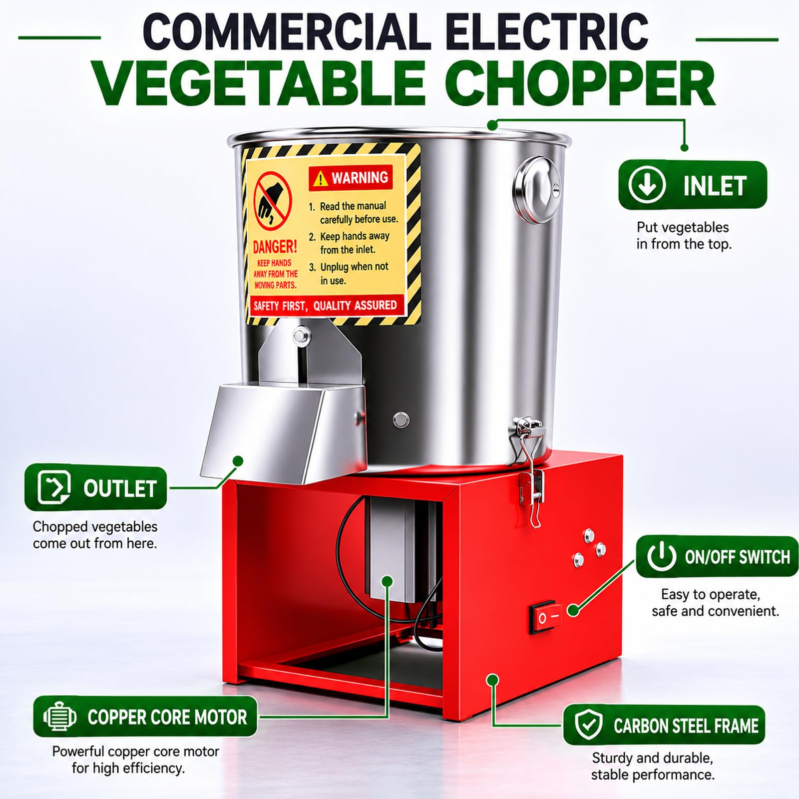 Picadora De Verduras Eléctrica Comercial, Procesador Multifuncional De Acero Inoxidable Para Alimento Avícola, Trituradora Ajustable Para Pollos, Ganado Bovino Y Ovino, Uso Agrícola Y Doméstico 2000W