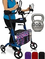 Vista 14 de Vive Mobility Andador Vertical con Asiento - Andador de Pie, Reposabrazos, Resistente, Scooter de Ayuda Médica Plegable para Ancianos, Personas