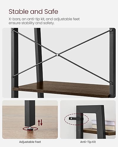 Miniatura 101 de VASAGLE Estantería estrecha de 5 niveles, 11.8 x 23.6 x 66.9 pulgadas, estante de escalera para oficina en casa, sala de estar, dormitorio, cocina,