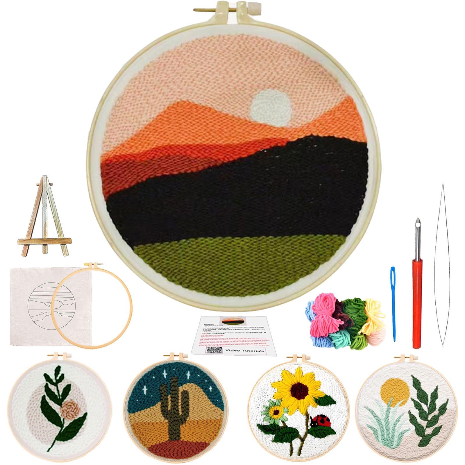 Punch Needle Kit for Adult Beginners, DIY Sunset Punch Embroidery Kits