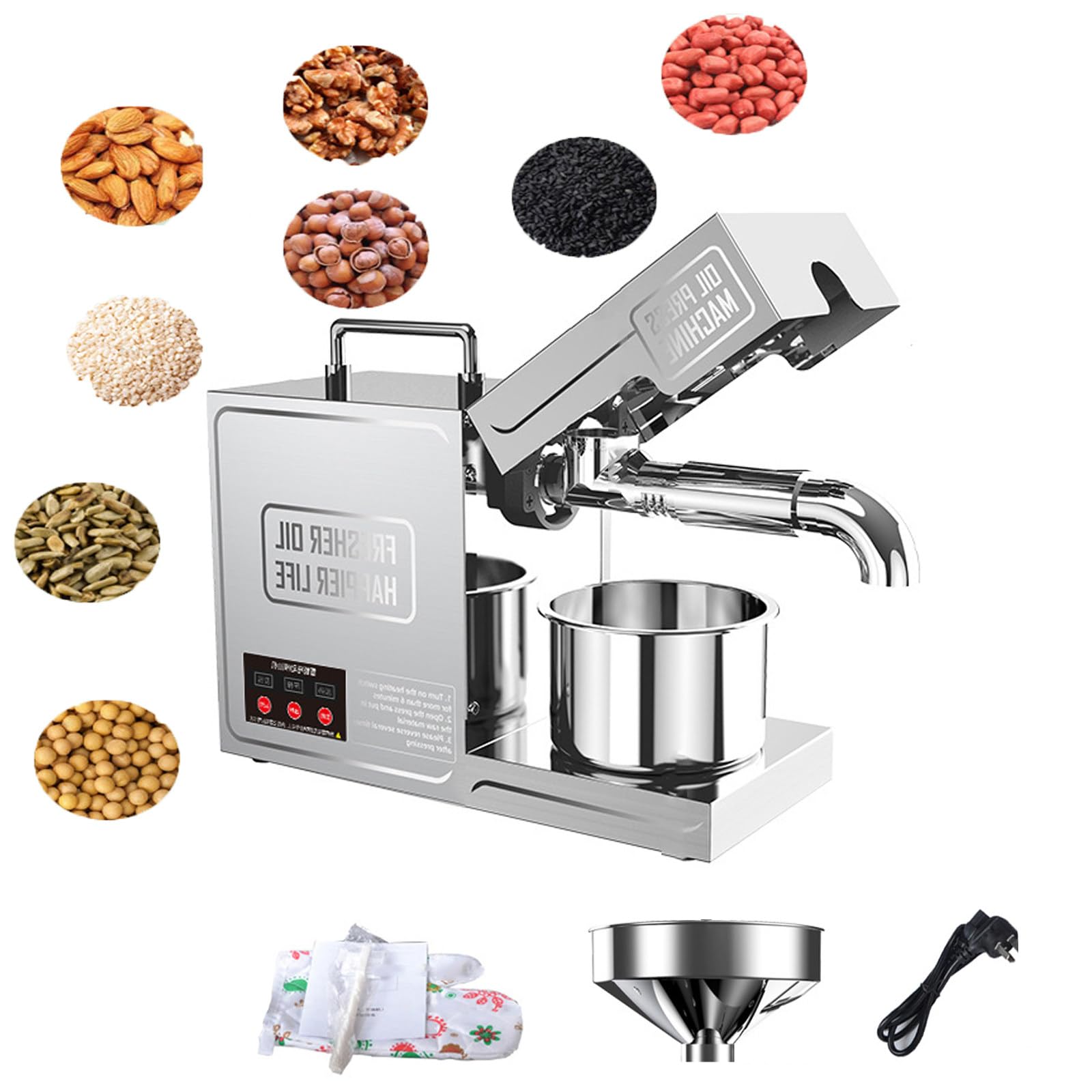 eQianyuan 820W Electric Oil Press Extractor Hot Cold 110V
