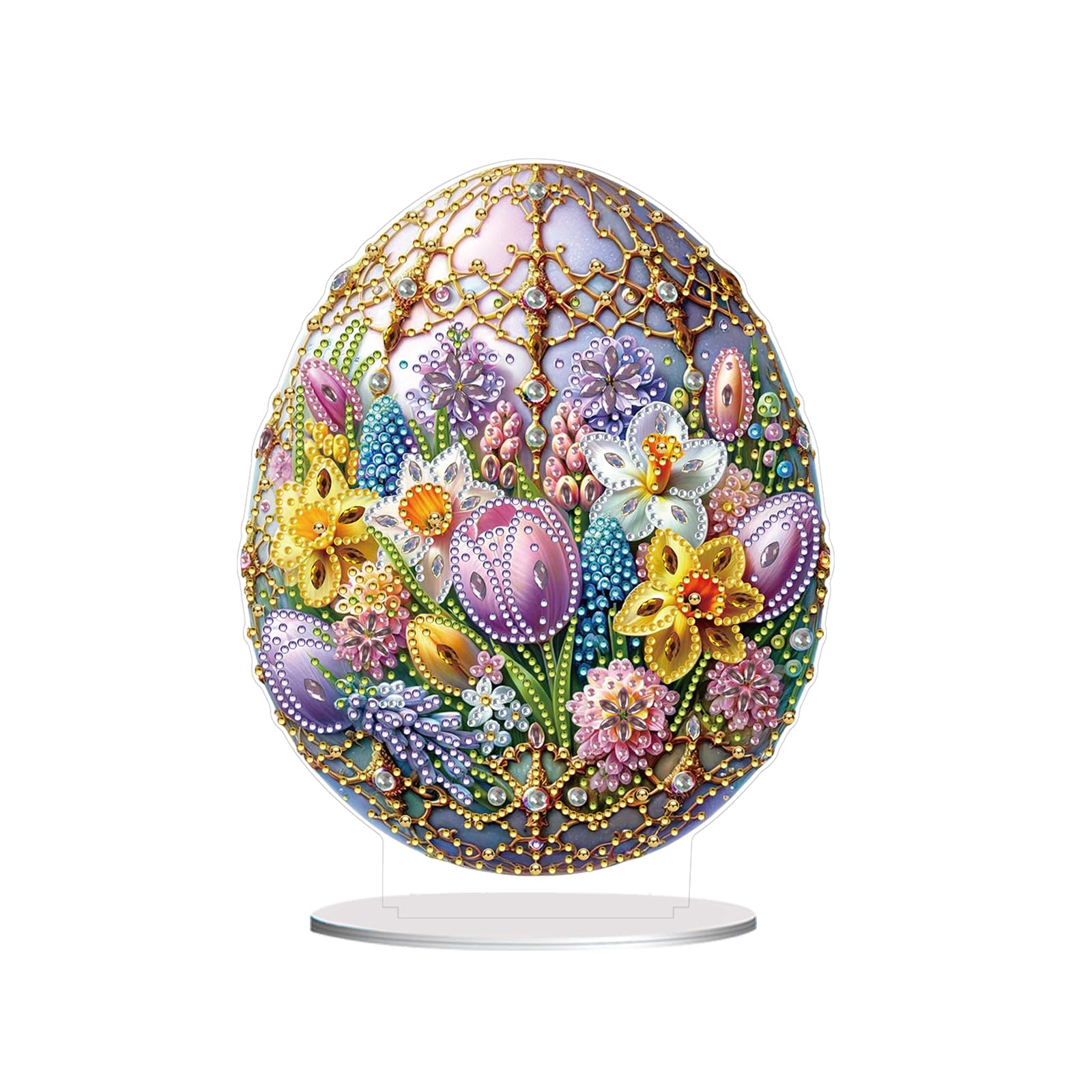 Awesocrafts Diamond Art Table Top Ornaments XXXXX, 5D Diamond Painting Tabletop Decorations Special Shape Crystal Art Christmas Desktop Decor (Easter Egg)