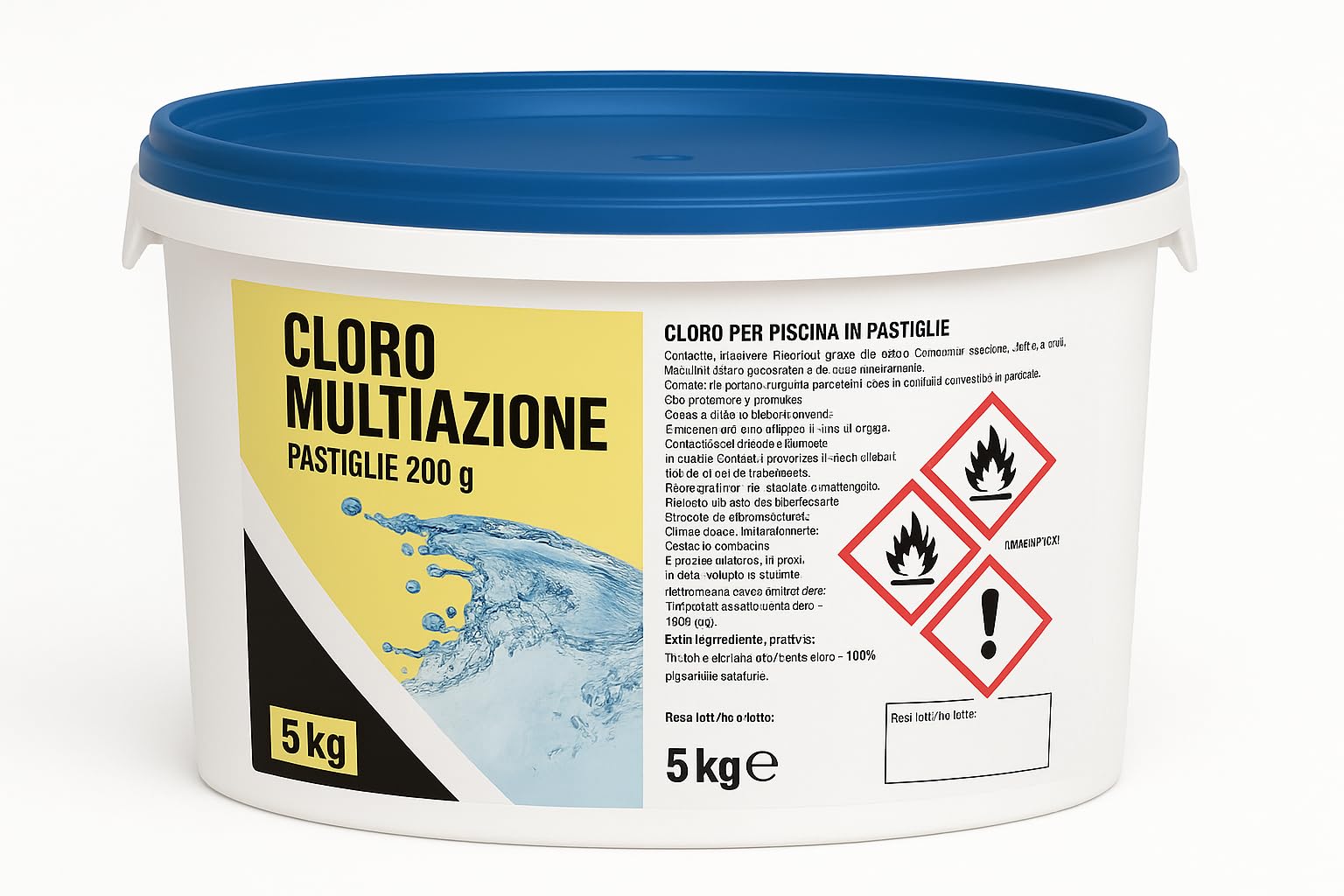 CLORO PISCINA MULTIAZIONE PASTIGLIE 200G – Tricloro 4 Azioni a Lenta Dissoluzione – Antialghe, Flocculante e Stabilizzante – Formati 1kg, 5kg, 25kg (5 Kg)