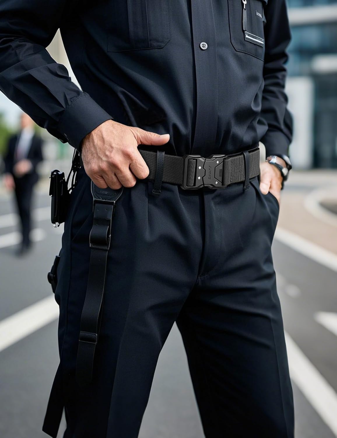 JUKMO Quick Release Tactical Belt, Military Work 1.5" Nylon Web Hiking Belt with Heavy Duty Seatbelt Buckle - Image 6