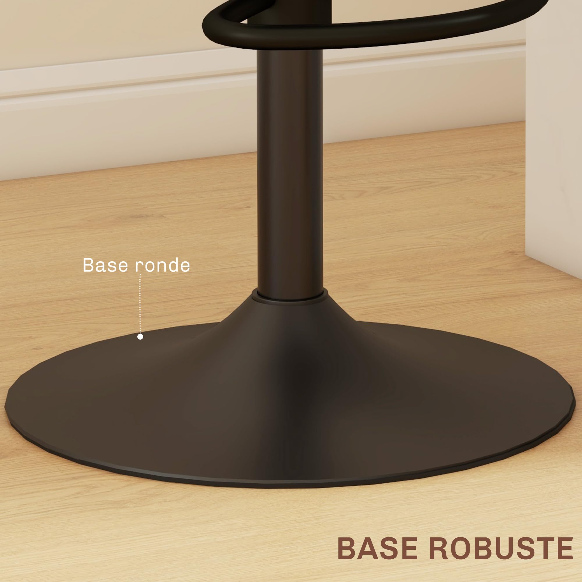 HOMCOM Lot de 2 Tabourets de Bar Hauteur Réglable Dossier Rotin Marron