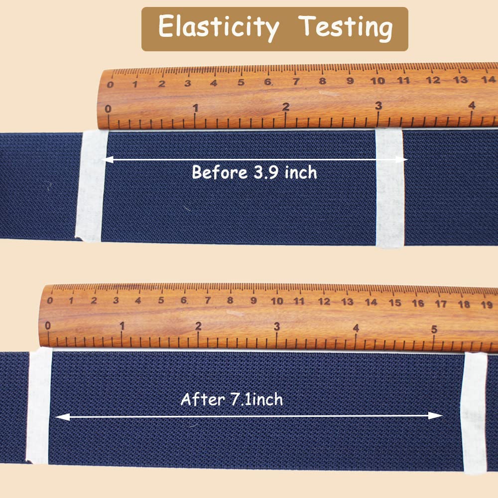 Banda elástica de punto azul marino de 2 pulgadas para coser 10 yardas, 50 mm, correas elásticas de sarga de doble cara para ropa, pantalones, cintura, pelucas, faldas, proyectos de