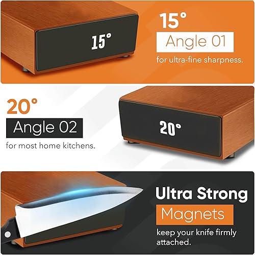 Miniatura 2 de Kit de afilador de cuchillos rodantes, kit de afilado magnético N45 con base de 15 y 20, juego de afiladores de cuchillos de cocina con 400