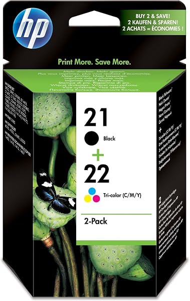 HP SD367AE 21/22 Original Ink Cartridges, Black and Tri-Colour, Multipack - 1
